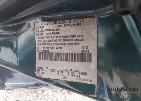 1999 Ford Mustang Cobra from USA, damaged, VIN 1FAFP47V6XF182296